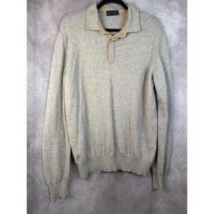 Peter Elliot Wool Cashmere Silk Blend Light Gray Beige Sweater Mens Size‎ XL